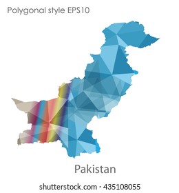 Pakistan map in geometric polygonal style.Abstract gems triangle,modern design background.Vector illustration EPS10