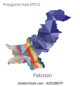 Pakistan map in geometric polygonal style.Abstract gems triangle,modern design background.Vector illustration EPS10