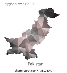 Pakistan map in geometric polygonal style.Abstract gems triangle,modern design background.Vector illustration EPS10