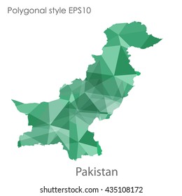 Pakistan map in geometric polygonal style.Abstract gems triangle,modern design background.Vector illustration EPS10