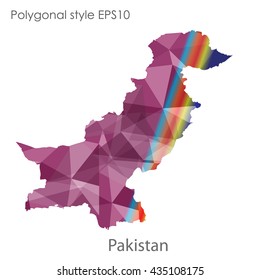 Pakistan map in geometric polygonal style.Abstract gems triangle,modern design background.Vector illustration EPS10