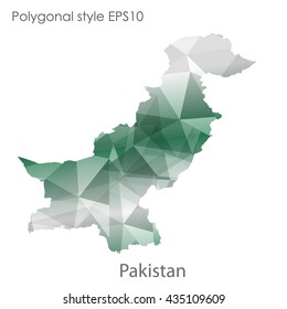 Pakistan map in geometric polygonal style.Abstract gems triangle,modern design background.Vector illustration EPS10