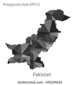 Pakistan map in geometric polygonal style.Abstract gems triangle,modern design background.Vector illustration EPS10