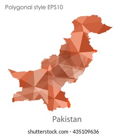 Pakistan map in geometric polygonal style.Abstract gems triangle,modern design background.Vector illustration EPS10