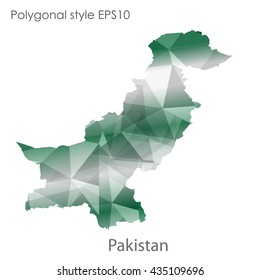 Pakistan map in geometric polygonal style.Abstract gems triangle,modern design background.Vector illustration EPS10