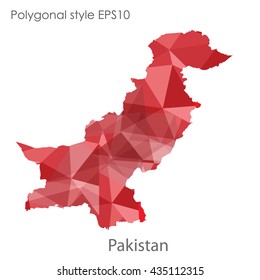 Pakistan map in geometric polygonal style.Abstract gems triangle,modern design background.Vector illustration EPS10