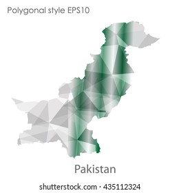Pakistan map in geometric polygonal style.Abstract gems triangle,modern design background.Vector illustration EPS10