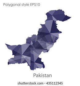 Pakistan map in geometric polygonal style.Abstract gems triangle,modern design background.Vector illustration EPS10