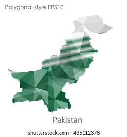 Pakistan map in geometric polygonal style.Abstract gems triangle,modern design background.Vector illustration EPS10