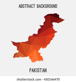 Pakistan map in geometric polygonal,mosaic style.Abstract tessellation,modern design background,low poly. Vector illustration.