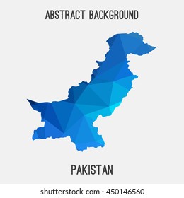 Pakistan map in geometric polygonal,mosaic style.Abstract tessellation,modern design background,low poly. Vector illustration.