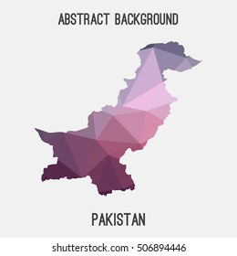 Pakistan map in geometric polygonal,mosaic style.Abstract tessellation,modern design background,low poly. Vector illustration.