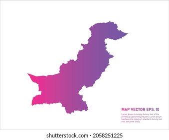 Pakistan map gradient color . on white background. 