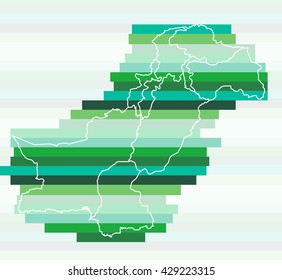 Pakistan map graphical background with coloful stripes
