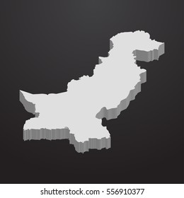 Pakistan map in gray on a black background 3d