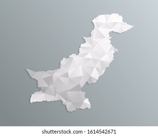 Pakistan map gray in polygonal style on dark background. isolated vector illustration eps 10.