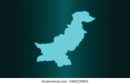 Pakistan Map with Green Circuit Technology Style.