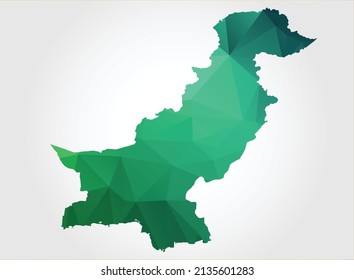Pakistan Map Green Color on white background polygonal