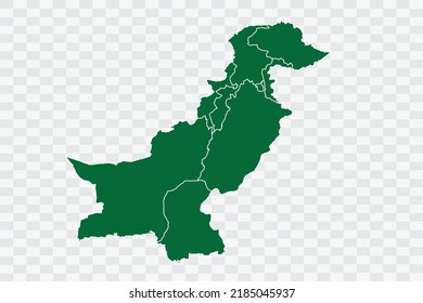 Pakistan Map green Color on White Background quality files Png