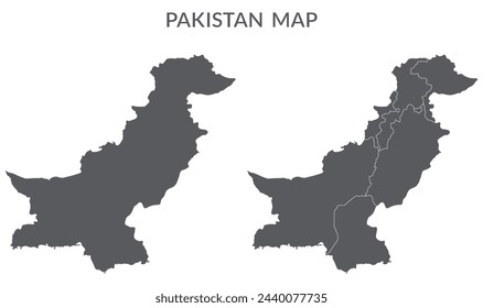 Pakistan map. Map of Pakistan in grey set
