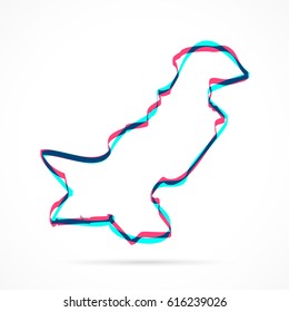 Pakistan Map hand drawn with blue and pink highlighters, isolated on a blank background.
Vector illustration, easy to edit, manipulate, resize or colorize.