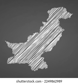 Pakistan map hand drawn sketch. Vector concept illustration flag, scribble map. Country map for infographic, brochures and presentations isolated on black background. Vector illustration.