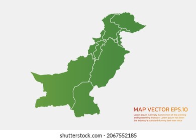 Pakistan map High Detailed green color. on white background. Abstract design vector illustration eps 10