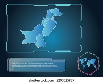 Pakistan Map infographic technology blue Color element collection background