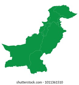 Pakistan map isolated on transparent background. high detailed Green map of Pakistan. Vector illustration eps 10. Blank Green similar Pakistan map isolated on white background.