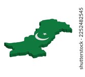 Pakistan map isometric design isolated on white background, country map, 3d map of Pakistan, vector illustration