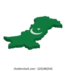 Pakistan map isometric design isolated on white background, country map, 3d map of Pakistan, vector illustration
