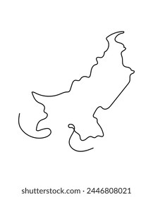 pakistan map line art, vector best line icon.