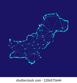 Pakistan Map Networking  Night View
