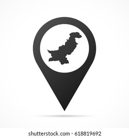 Pakistan Map on location pin. Map pointer isolated on a white background.
Conceptual vector illustration.