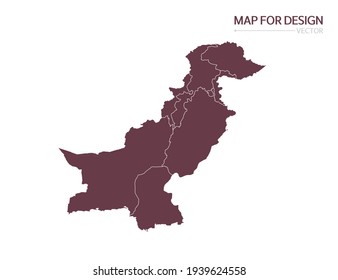 Pakistan map on white background vector illustration.