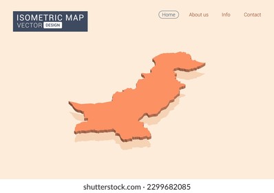 Pakistan map orange with isometric vector.