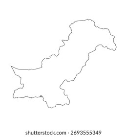 Diseño de Vector de contorno de mapa de Pakistán aislado sobre fondo blanco	