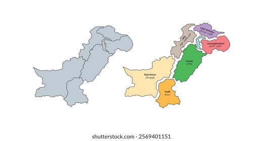 Pakistan Map with provinces vector illustration design.