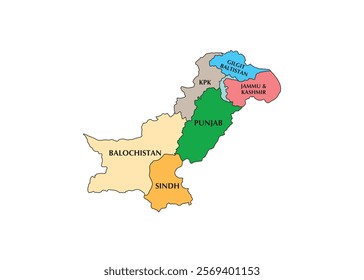 Pakistan Map with provinces vector illustration design.