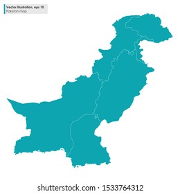 pakistan map with regions vector illustration on white background