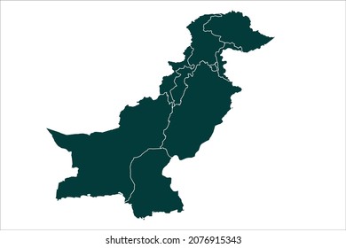 Pakistan map  Sacramento green Color on White Background