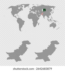 Pakistan Map Set with World Location.