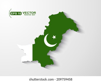 Pakistan map with shadow effect