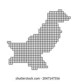 Pakistan Karte Silhouette aus schwarzem Muster Mosaik Struktur der Quadrate. Vektorgrafik.
