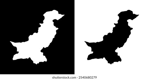 Pakistan map silhouette. Black and white concept. vector illustration.