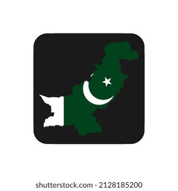 Pakistan map silhouette with flag on black background