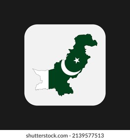 Pakistan map silhouette with flag on white background