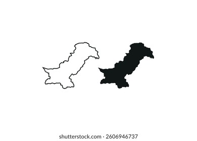Pakistan Map Silhouette – High-Quality Vector Outline and Solid Design