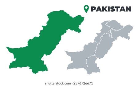 Pakistan map simple flat outline vector set