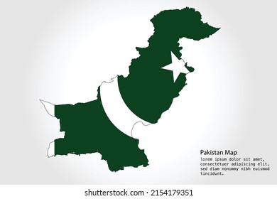 Pakistan Map Streifen. Vektorgrafik-Farbe auf weißem Hintergrund